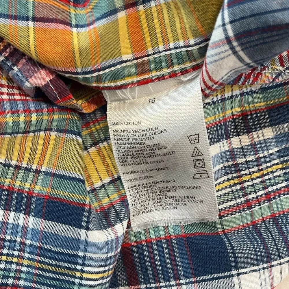 Nautica Shirt Mens XL Blue Yellow Plaid Button Up Down Long Sleeve Casual Cotton